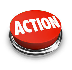 red button with word "action" on it