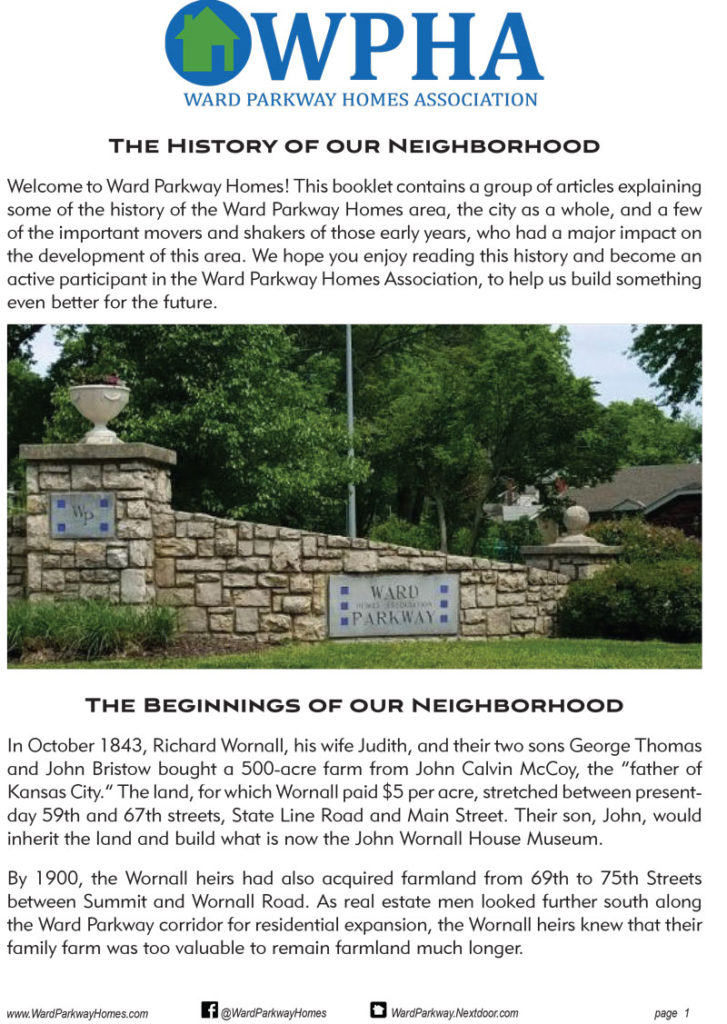 cover of Ward Parkway Homes Association History Booklet